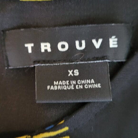 Trouve Black Cold Shoulder Ruffle Flounce Neck & Sleeve Blouse Women's Size XS - Picture 7 of 9